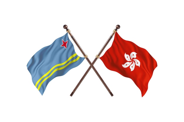 Aruba versus Hong Kong Duas bandeiras de fundo de países