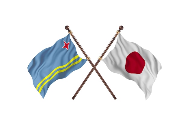 Aruba versus Japão Fundo de bandeiras de dois países