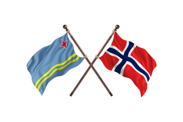 Aruba versus Noruega Fundo de bandeiras de dois países