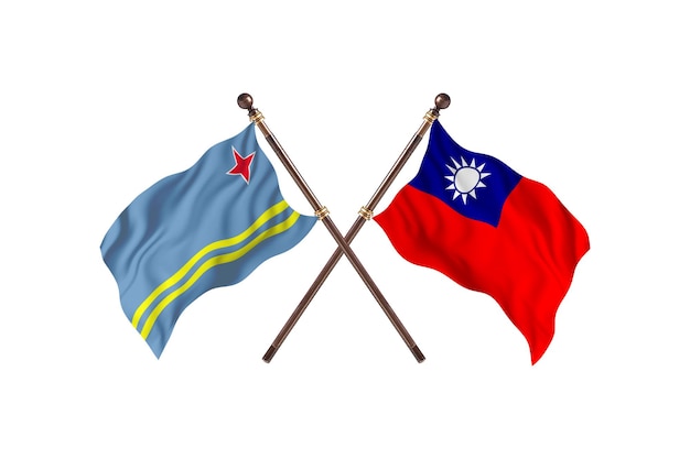 Aruba versus Taiwan Fundo das bandeiras de dois países