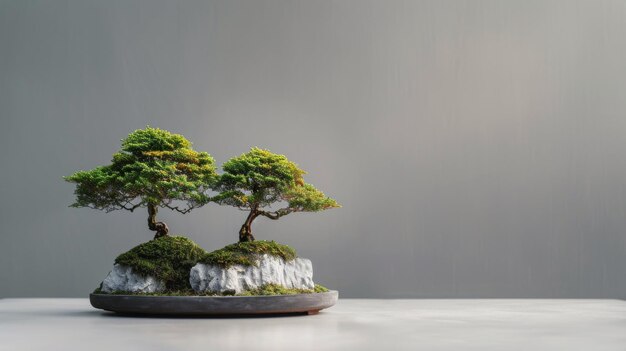 Árvore bonsai no topo da rocha