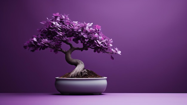 Foto Árvore bonsai roxo equilíbrio gracioso e cores contrastantes