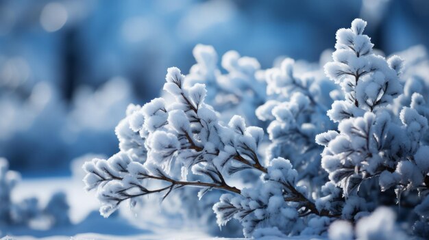 Árvore coberta de neve contra um céu azul