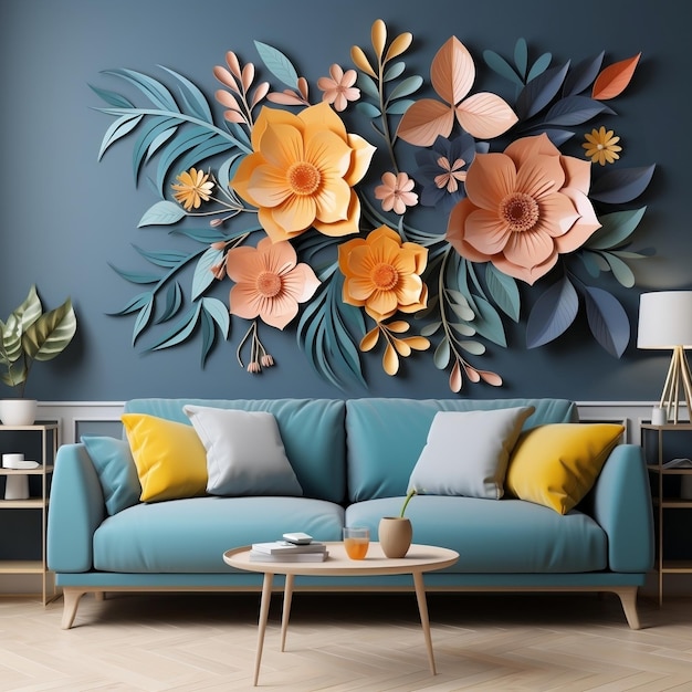 Foto Árvore colorida com folhas multicoloridas ilustração de fundo decoração artística de parede interior