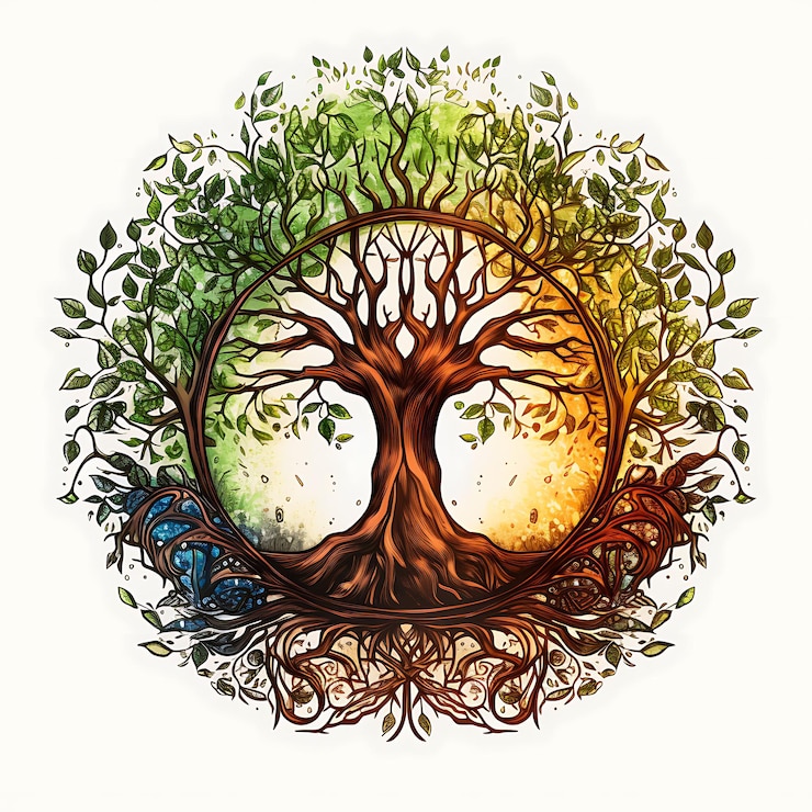 Foto árvore da vida horário da terra quadro quadro projetado na forma de clipart design de arte cativante