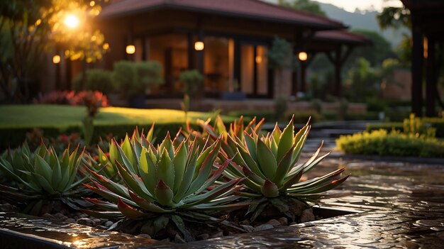 Foto Árvore de aloe vera auspiciosa encanto do quintal tailandês