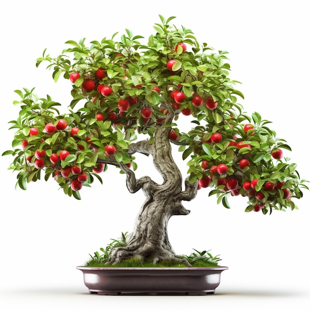 Foto Árvore de bonsai malus domestica contra uma parede de pedra