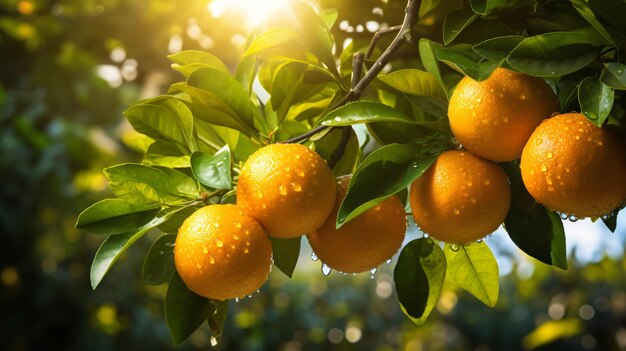 Foto Árvore de laranja na fazenda de laranjas