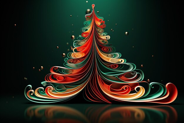 Foto Árvore de natal abstrata com iluminação vermelha e verde de néon fundo abstrato futurista ilustração digital de feriado para cartaz ou banner de design no festival de natal ia geradora