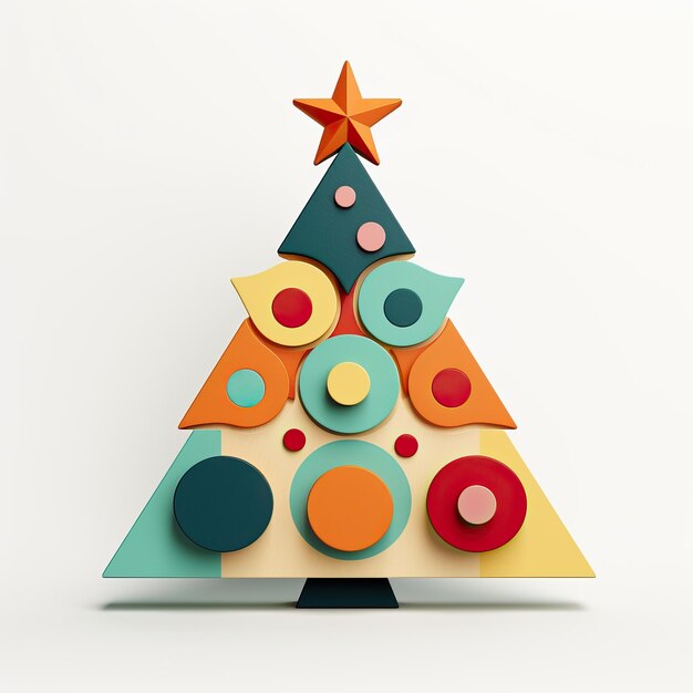 Foto Árvore de natal brinquedo estilo minimalista natal estilo geométrico plano de alta qualidade ai imagem gerada