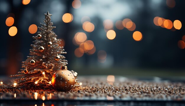 Foto Árvore de natal com enfeites de luzes e esferas de natal