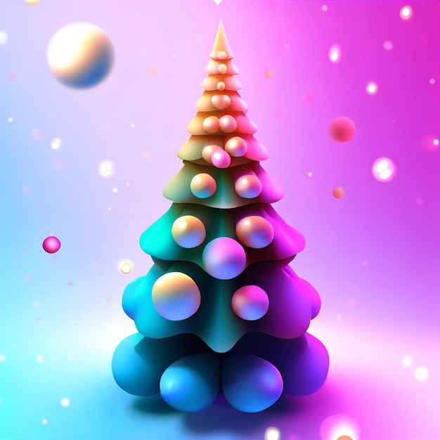 árvore de Natal com fundo colorido