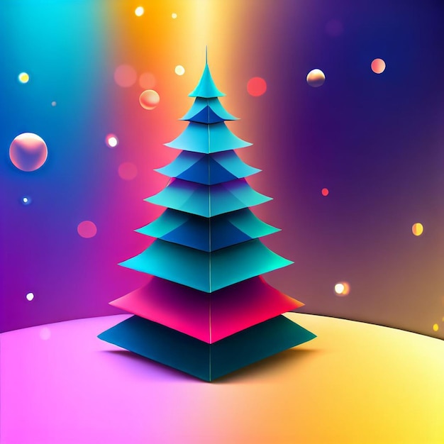 árvore de Natal com fundo colorido