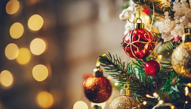 Foto Árvore de natal com lindas decorações na véspera de natal