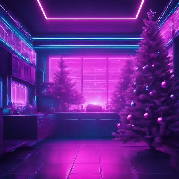 Árvore de Natal com luzes de néon