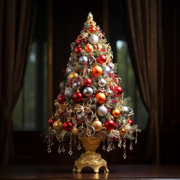 Foto Árvore de natal decorada com ornamentos