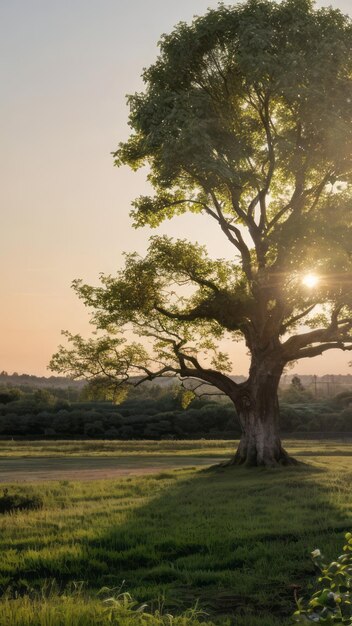 árvore solteira em um parque pôr do sol horas douradas relaxante fotografia da natureza