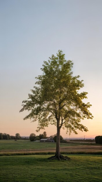 Foto Árvore solteira em um parque pôr do sol horas douradas relaxante fotografia da natureza