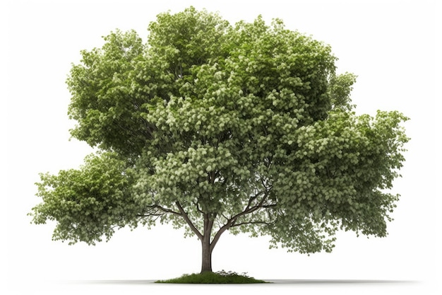 árvore verde isolada na ilustração de ai generativa de fundo branco
