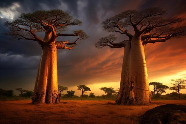 Foto Árvores baobab antigas de madagáscar
