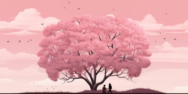 árvores de amor rosa e macias