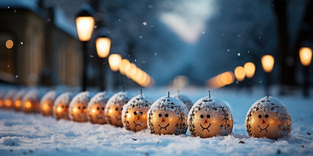 Árvores de bola na neve no Natal