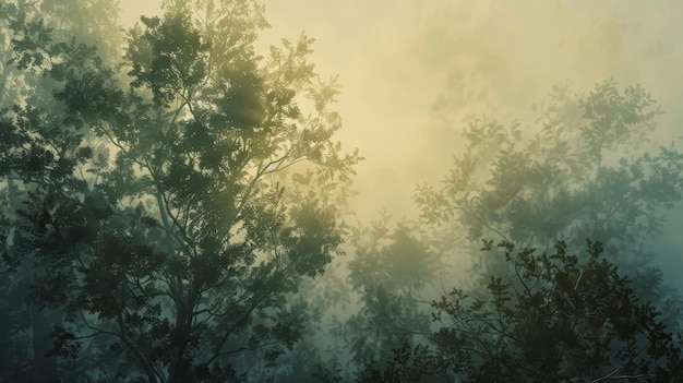 Foto Árvores e folhagem se desvanecem em papel de parede suave e nebuloso