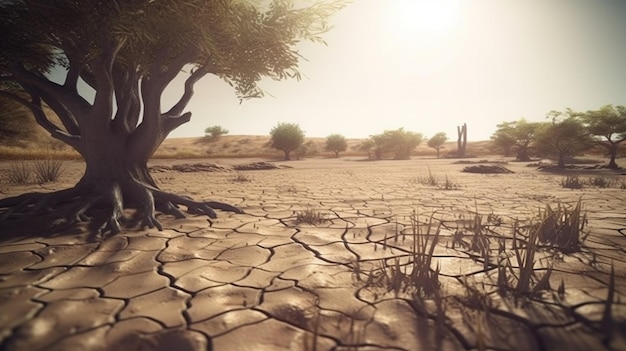 Árvores no deserto seco IA generativa