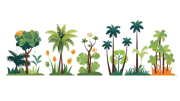 Foto Árvores tropicais pintadas à mão ilustrações conjunto de clip art