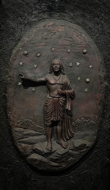 Aryabhata Indischer Mathematiker historische Statue für Fotoarchiv
