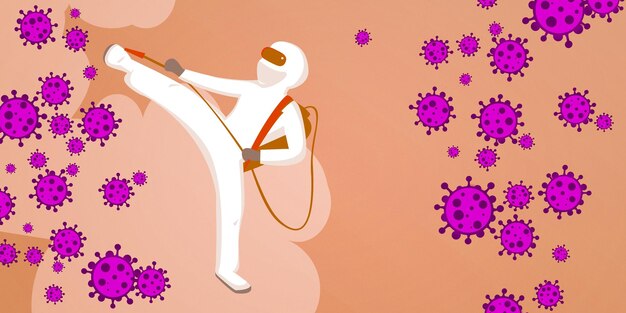 Arzt gegen neue Coronavirus-Infektion 3D-Illustration