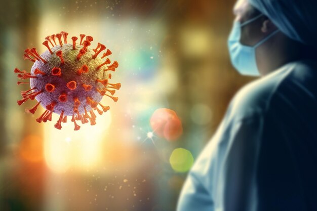 Arzt im Krankenhaus mit Coronavirus-Bokeh-Stil-Hintergrund