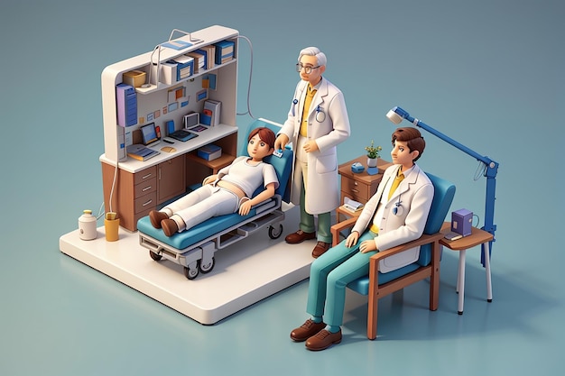 Arzt und Patient 3D-Flat