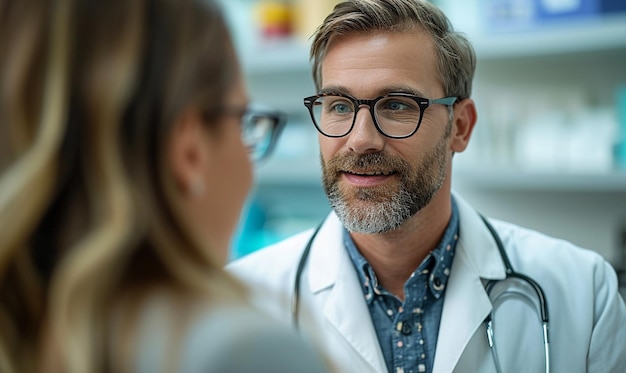 Arzt und Patient diskutieren in der Klinik