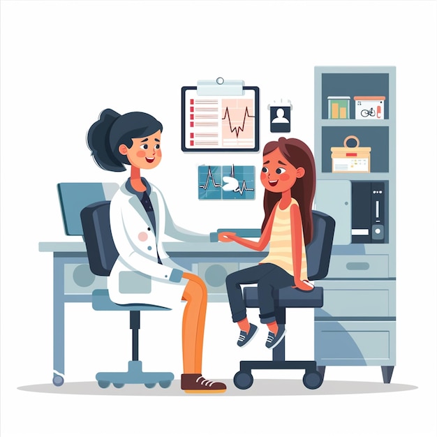 Arzt untersucht den Patienten Illustration auf weißem Hintergrund