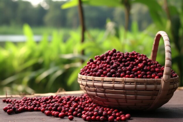 As bagas de acai na floresta amazônica simbolizam a biodiversidade ambiental e a comida saudável