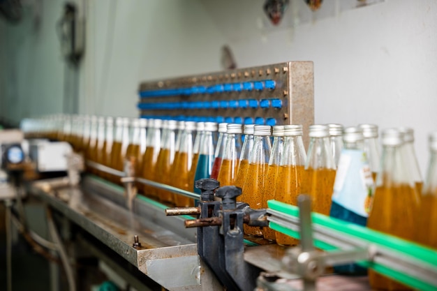 As bebidas de sementes de manjericão ou chia com romã são enchidas de qualidade em garrafas transparentes