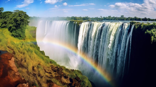 As cachoeiras Victoria, Zâmbia, Zimbábue, a maior cachoeira criada com tecnologia de IA generativa.
