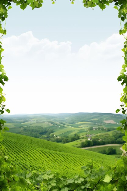 as colinas verdes estão cobertas de vinhas e as palavras vinho.