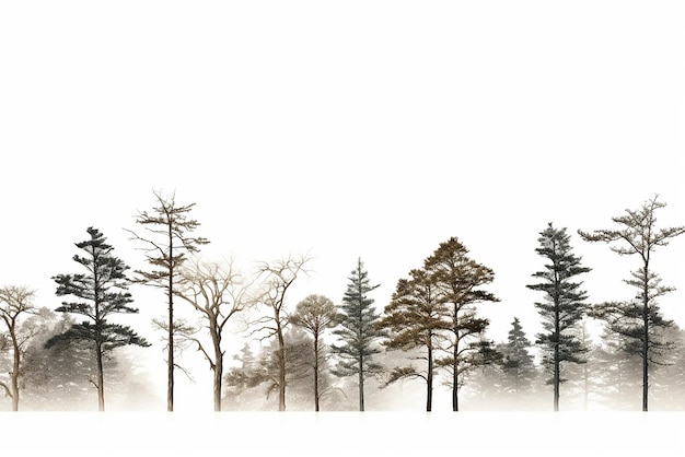 As copas de algumas árvores em um fundo branco