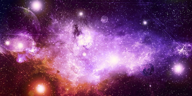 As cores das nebulosas Incontáveis estrelas Ilustração 3d do universo abstrato da fantasia