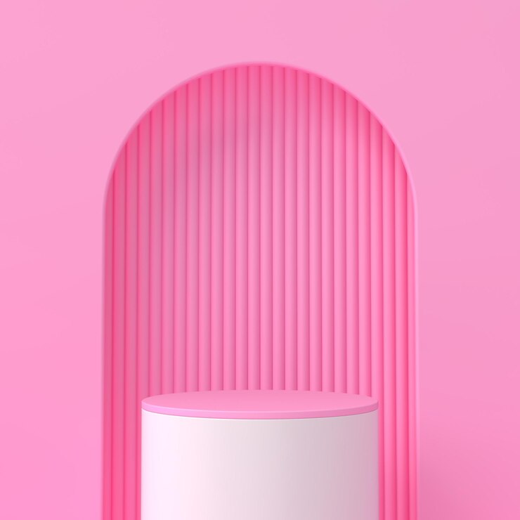 As cores de fundo rosa para escolher com um palco para colocar itens na cena middle3D