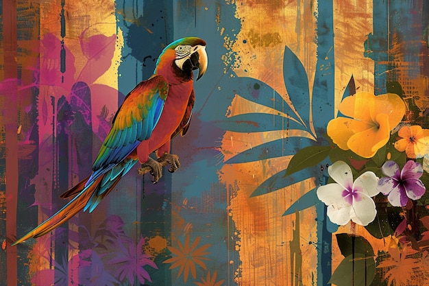 Foto as cores dos trópicos o papagaio colorido