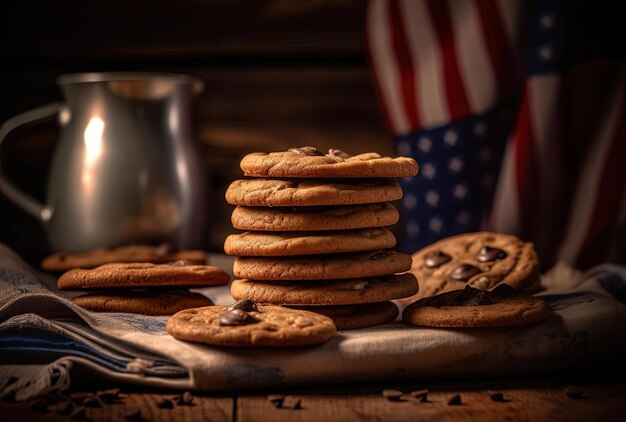 Foto as crianças comeram biscoitos de chocolate no dia 4 de julho no estilo do minimalismo político