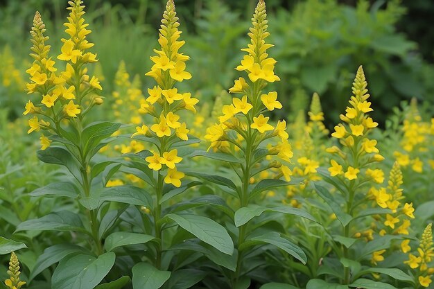 Foto as espécies de lysimachia geralmente têm flores amarelas e crescem vigorosamente