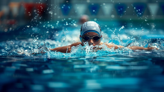 As faixas de nadadores triunfantes enfrentam-se na piscina.