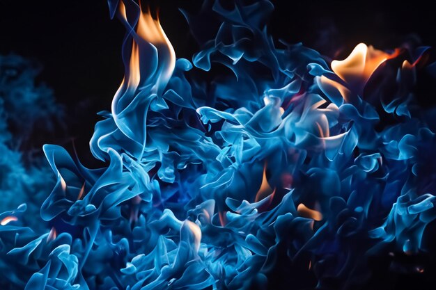 Foto as fascinantes chamas azuis dançavam graciosamente contra o fundo escuro.