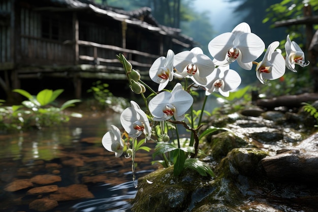 As flores das orquídeas crescem selvagens na natureza, fotografia publicitária profissional