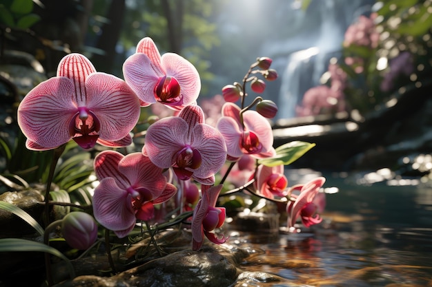 As flores das orquídeas crescem selvagens na natureza, fotografia publicitária profissional