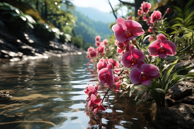 As flores das orquídeas crescem selvagens na natureza, fotografia publicitária profissional